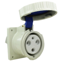 Pin and Sleeve Receptacle Outlet Devices 888-469306 IEC 60309 Panel Mount Receptacle Straight Type, IP67 Rated, 60A 250V, 63A 200-250V, 6H, IEC 309 International Pin and Sleeve Devices 